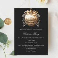 Black gold ornament business Christmas Party Invitation