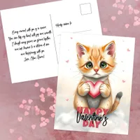 Adorable Kitten with Pink Heart Valentine's Day  Postcard