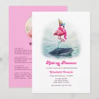 Funny Prosecco Flamingo Beach Bachelorette Weekend Invitation
