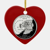 State Quarter of Indiana Reverse Side Faux Ceramic Ornament
