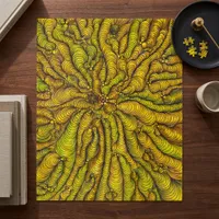 Complex Intricate Psychedelic Yellow Green Swirl  Jigsaw Puzzle