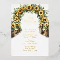 Country Sunflower Wedding  Foil Invitation