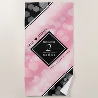 Elegant 2nd Rose Quartz Wedding Anniversary Beach Towel