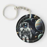 Vintage Astronaut and Planets Keychain