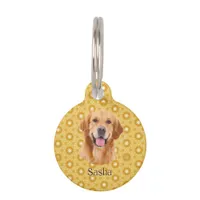 "Forever Golden Stylish Golden Retriever Floral  Pet ID Tag