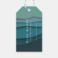 Modern Blue Ocean Waves Gift Tags