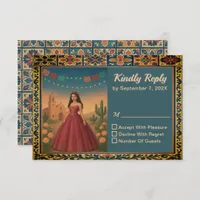 Vintage Quinceañera Red Gown Theme RSVP Card