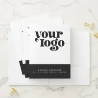 Custom Add Your Logo Business Name QR Code  Pocket Folder