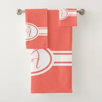 Living Coral Monogram Bath Towel Set