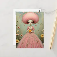 Beautiful Pink Alien Lady With Orange Juice Postcard