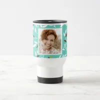 50th birthday photo teal botanical retro travel mug