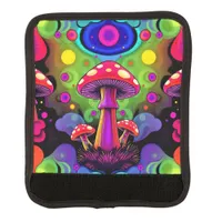 Psychedelic Vibrant Colorful Retro Mushrooms Luggage Handle Wrap
