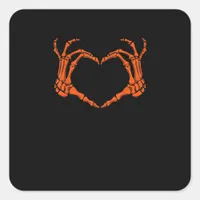 Skeleton Hand Heart Sign Costume Halloween Design Square Sticker