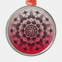 Red Mandala Abstract Beautiful Christmas Metal Ornament