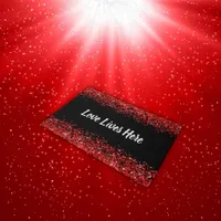 Monogram - White text on black with red glitter | Doormat