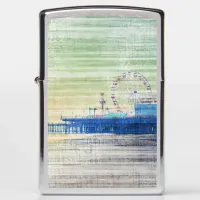 Santa Monica Pier green grey Canvas Zippo Lighter