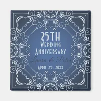 Elegant Classy Blue and Silver Wedding Anniversary Magnet