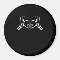 Skeleton Hand Heart Mardi Gras Vibrant Expression Magnet