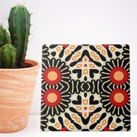 Vibrant Ethnic Arabesque Bohemian Mosaic Pattern Ceramic Tile
