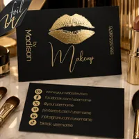 Gold Foil Kiss Makeup Artist  Business Cards