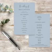 PAPER | Elegant Text Dusty Blue Wedding Program