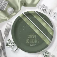 Christmas Stripe Pattern Green/White ID862 Paper Plates