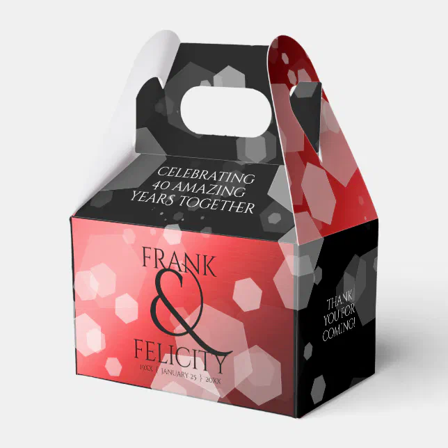 Elegant 40th 80th Ruby Wedding Anniversary Favor Boxes