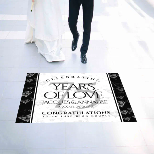 Elegant 75th Diamond Wedding Anniversary Floor Decals