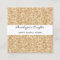 Gold Glitter Square Business Card