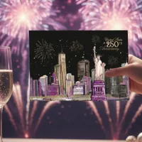 Vibrant US Semiquincentennial Pink Purple NYC  Invitation