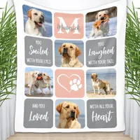 Pet Dog Memorial Custom Modern Colors 6 Photo Fleece Blanket