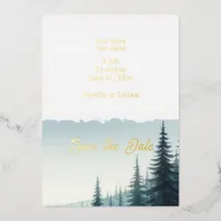 Pine Forest Nature Wedding  Foil Invitation