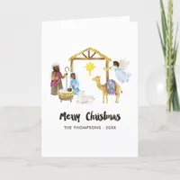 Watercolor Nativity Christmas Photo Holiday Card