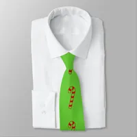 Tie - Red Candy Canes on Green
