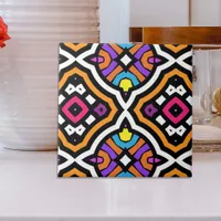 Colorful Modern Tribal Ethnic Geometric Pattern Ceramic Tile