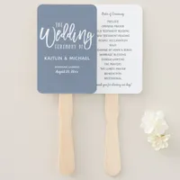 Wedding Program Fans | Brush Script (Dusty Blue)