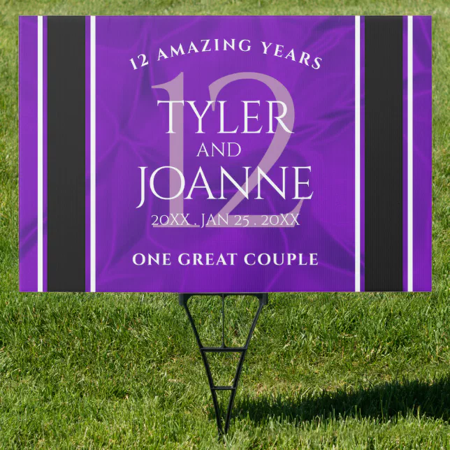 Elegant 12th Silk Wedding Anniversary Celebration Sign