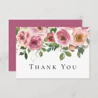 Sympathy Pink Floral Funeral  Thank You Card