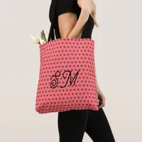 Mongram Red Heart Fun Balloon Pink All Over Print Tote Bag
