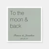 To The Moon & Back Sage Green Vintage Wedding Napkins