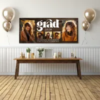 Modern Rustic Wood Graduation Photo Collage  Banner