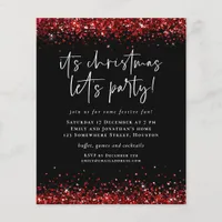 PAPER | Red Glitter Christmas Lets Party Invite