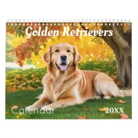 Beautiful Golden Retrievers Dog Lovers Wall Calendar