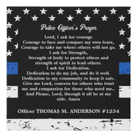 Personalized Thin Blue Line Police Officer Prayer Faux Canvas Print