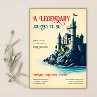 A Legendary Journey Vintage Castle 50th Birthday Invitation