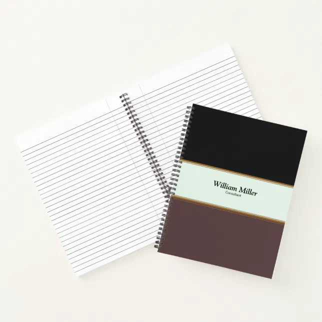 Modern Minimalist Black Brown Stripes Notebook