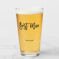 Best Man typography/name/black gift Glass