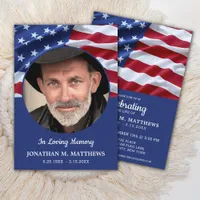 Celebration Of Life American Flag Photo Funeral Invitation