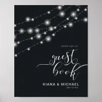 Modern String Lights Guest Book B&W ID585