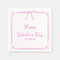 Custom Valentine's Day Party Cute Pink Bow Hearts Napkins
